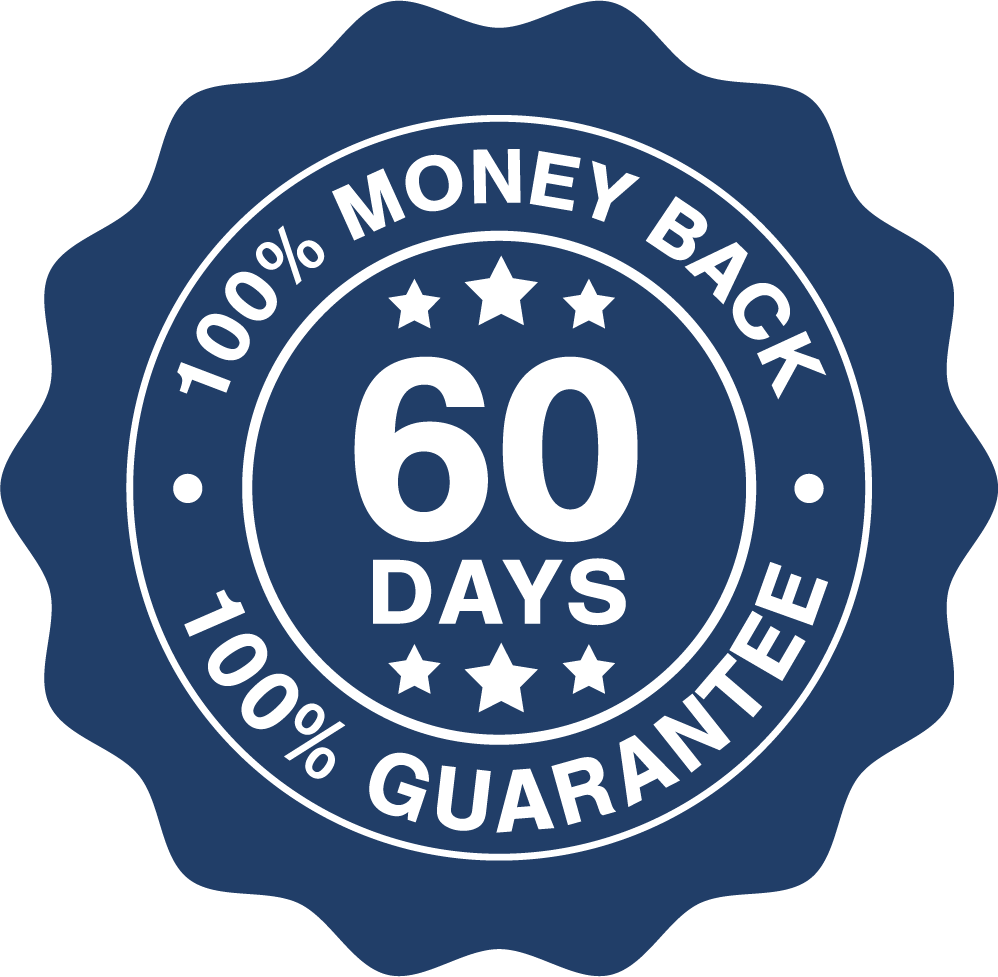 60 day 100% money back guarantee badge